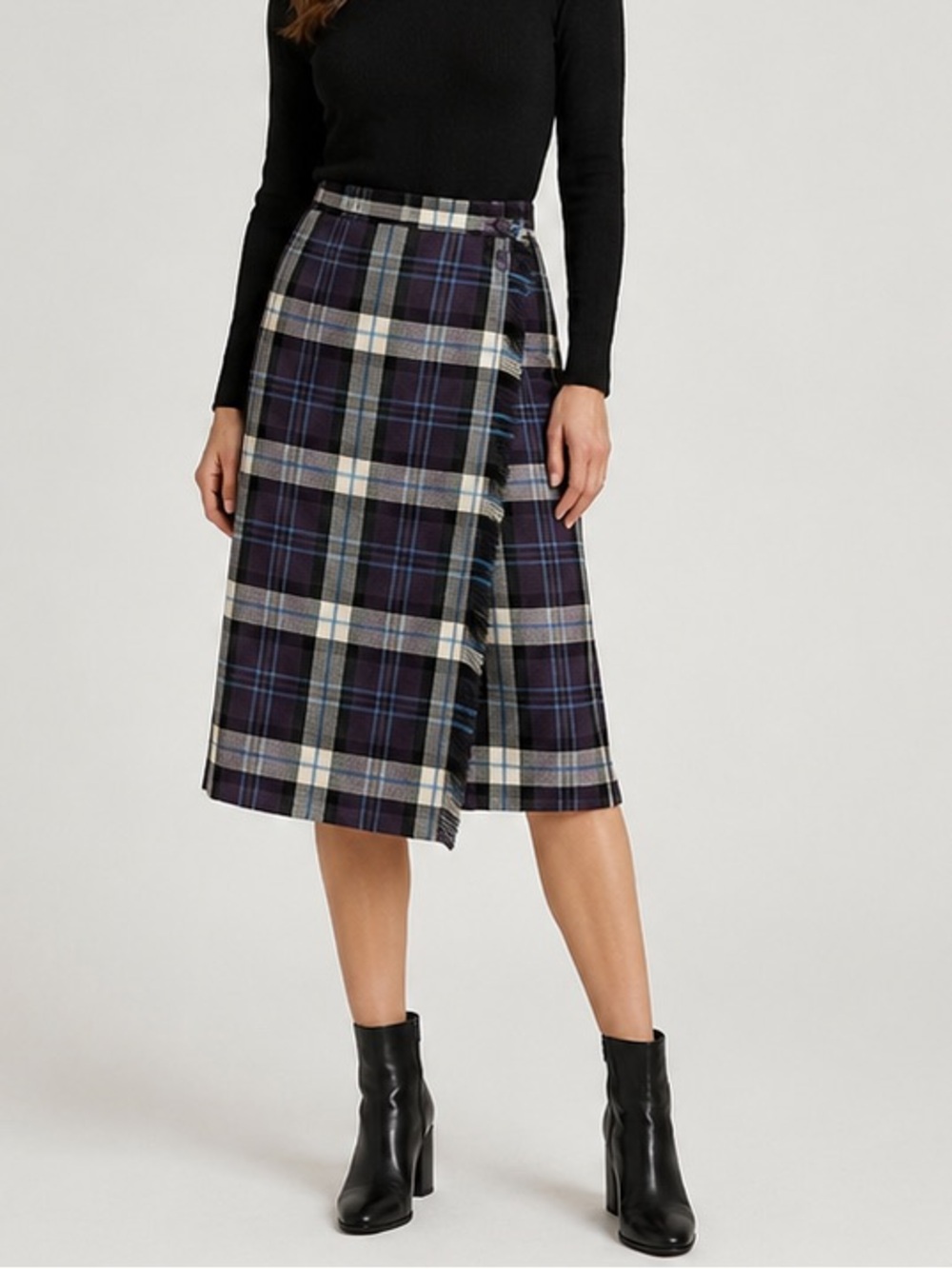 100% wool plaid Wrap skirt